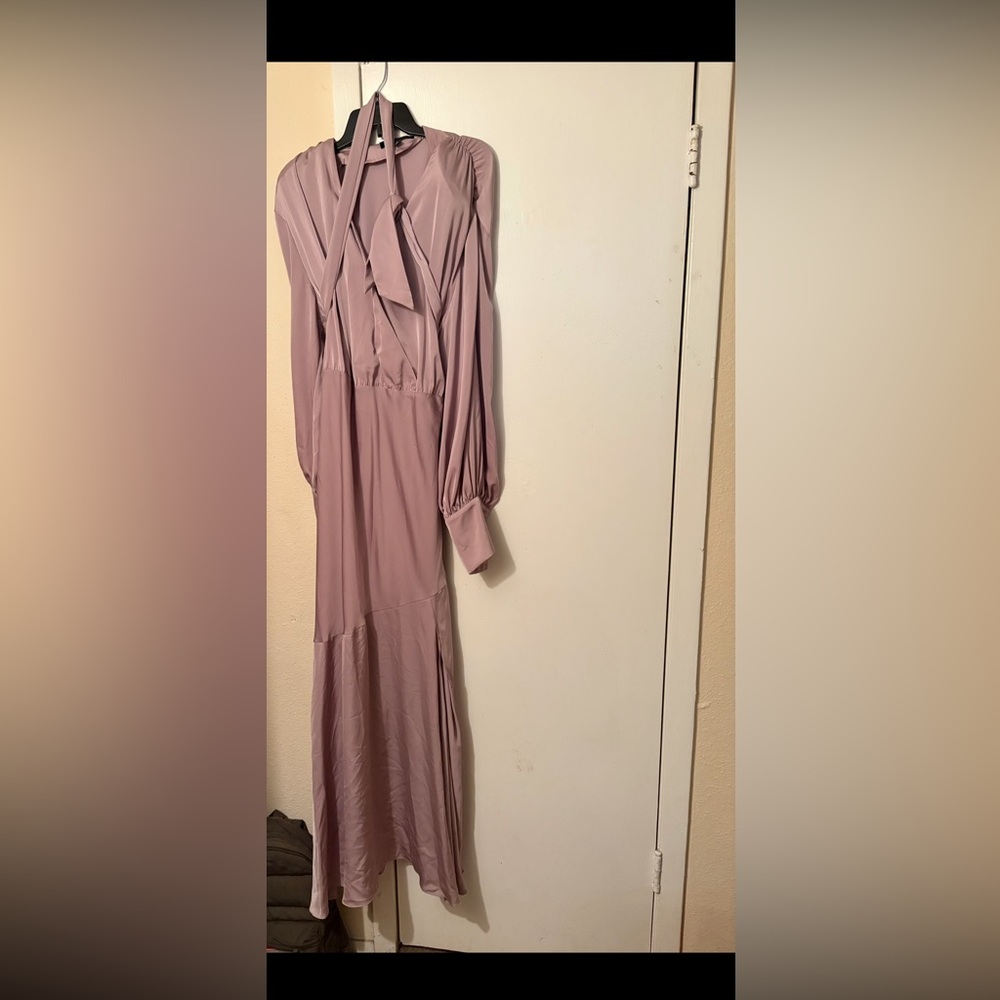 Eloquii Pink Long Sleeve Gown with Collar